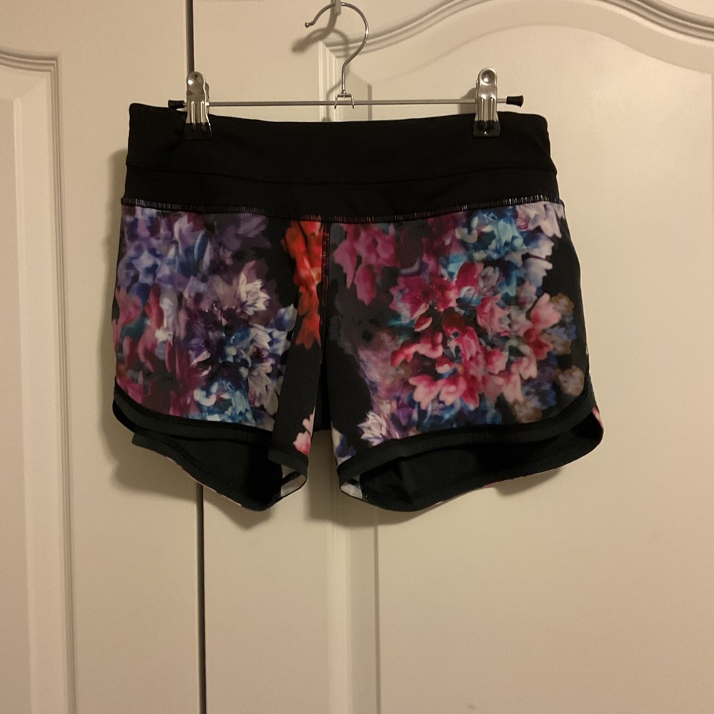 lululemon athletica Black Floral Athletic Shorts